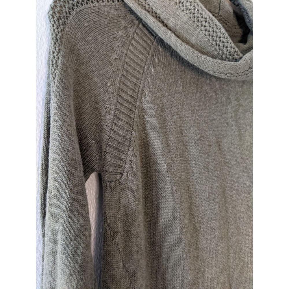 Prana Bisque Knee-Length Cowl Sweater Dress S Wool Blend Olive Green - Picture 4 of 11